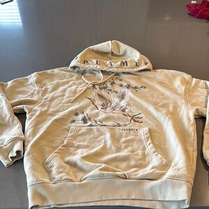 Yohji Yamamoto Cream Hoodie with Bird Design